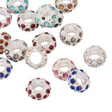100pcs Alloy Rhinestone European Beads Mixed Color 11x6mm