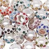 100pcs Alloy Rhinestone European Beads Mixed Color 11x6mm