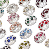 100pcs Alloy Rhinestone European Beads Mixed Color 11x6mm