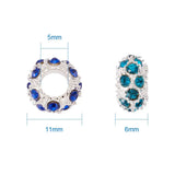 100pcs Alloy Rhinestone European Beads Mixed Color 11x6mm