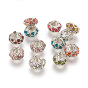 100pcs Alloy Rhinestone European Beads for Jewelry Making DIY Bracelet