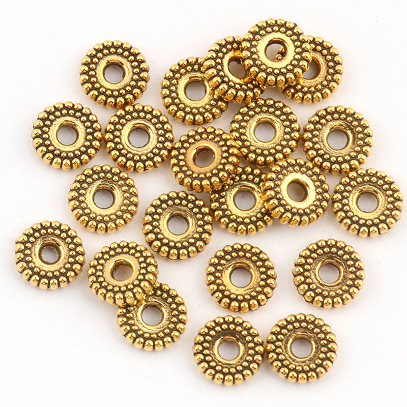100pcs Alloy Rondelle Spacer Beads Silver Charms DIY Jewelry