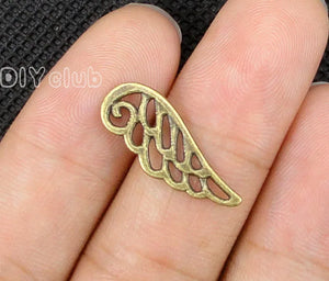 100pcs Angel Wings Charm Antique Bronze Pendant 25x9mm