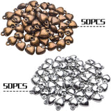 100pcs Antique Alloy Heart Charms Mini Peach Heart Shape Pendants