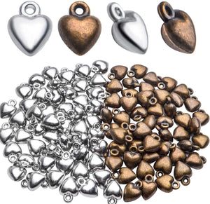 100pcs Antique Alloy Heart Charms Mini Peach Heart Shape Pendants
