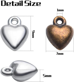100pcs Antique Alloy Heart Charms Mini Peach Heart Shape Pendants