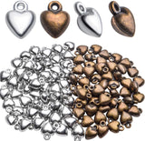 100pcs Antique Alloy Heart Charms Mini Peach Heart Shape Pendants