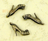 100pcs Antique Bronze High Heel Shoe Charms Pendant 17x14mm