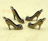 100pcs Antique Bronze High Heel Shoe Charms Pendant 17x14mm