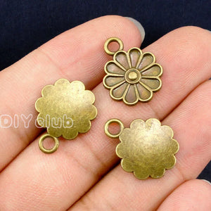100pcs Antique Bronze Daisy Flower Charms 19x14mm