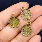 100pcs Antique Bronze Daisy Flower Charms 19x14mm