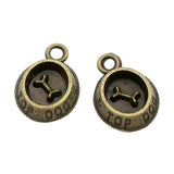 100pcs Antique Bronze Dog Bowl Charms Pendant 15x11mm
