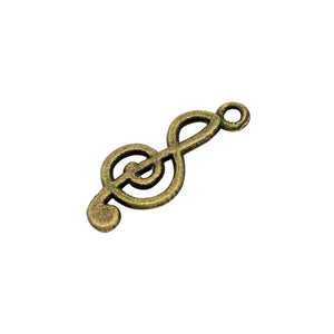 100pcs Antique Bronze Treble Clef Charm Pendant 26x10mm