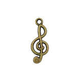 100pcs Antique Bronze Treble Clef Charm Pendant 26x10mm