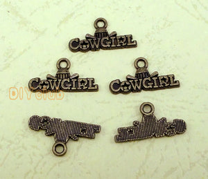 100pcs Bronze Cowgirl Charms Pendant 22mm
