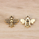 100pcs Antique Bumble Bee Insects Charms Pendants 13x11mm