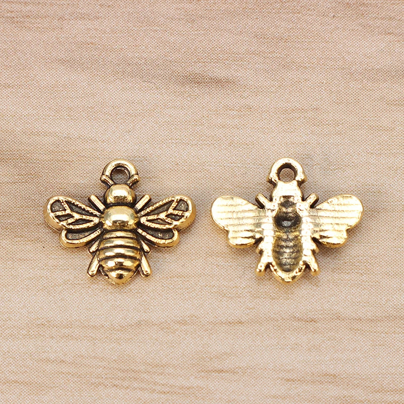 100pcs Antique Bumble Bee Insects Charms Pendants 13x11mm