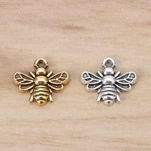 100pcs Antique Bumble Bee Insects Charms Pendants 13x11mm