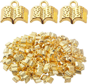 100pcs Antique Golden Open Books Pendant Charms Alloy Bible Book Charms