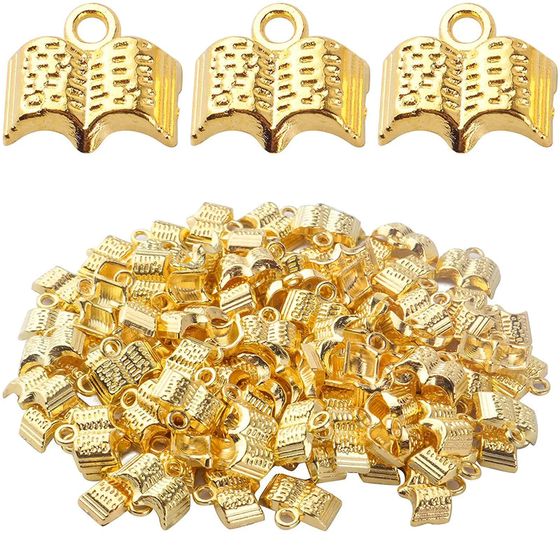 100pcs Antique Golden Open Books Pendant Charms Alloy Bible Book Charms
