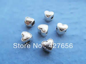 100pcs Heart Slider Spacer Beads Pendant Charm DIY Accessory Jewelry Making