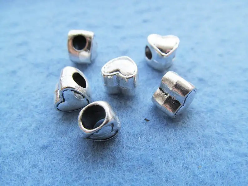 100pcs Heart Slider Spacer Beads Pendant Charm DIY Accessory Jewelry Making