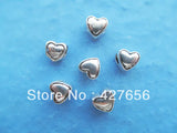 100pcs Heart Slider Spacer Beads Pendant Charm DIY Accessory Jewelry Making
