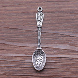 100pcs Silver Carved Spoon Charms 10x49mm DIY Jewelry Findings