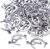 100pcs Silver Cat in Moon Charms Celestial Pendants DIY Jewelry Making