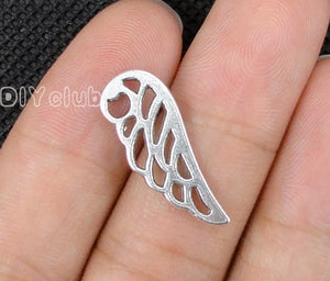 100pcs Antique Silver Wing Charms Pendant 25x9mm