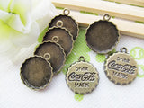100pcs Antique Silver Bottle Cap Round Base 18mm DIY Pendant Charm