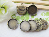 100pcs Antique Silver Bottle Cap Round Base 18mm DIY Pendant Charm