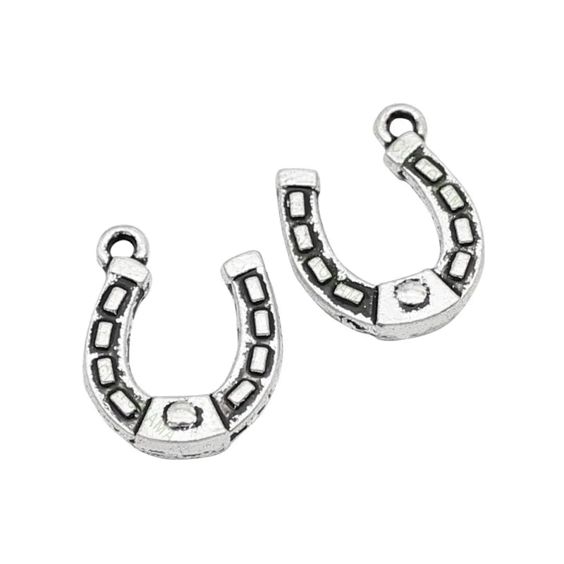 100pcs Tibetan Silver Double Sided HorseShoe Charms Pendant 15x12mm