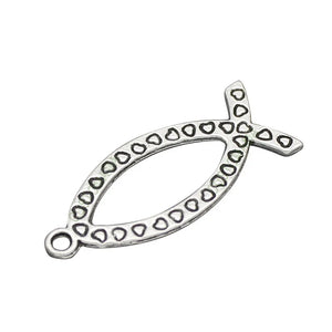 100pcs Tibetan Silver Jesus Fish Charms Pendants