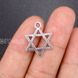 100pcs Tibetan Silver Star of David Charm Pendant 21x16mm