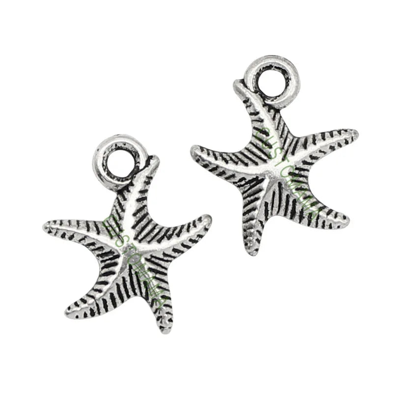 100pcs Tibetan Silver Starfish Charms Pendant 16x14mm