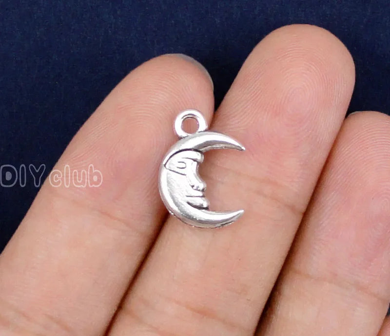100pcs Tibetan Silver Moon Charm Pendant 17x11mm