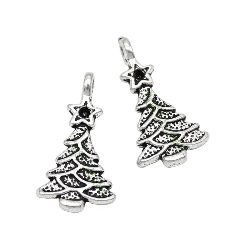 100pcs Tibetan Silver Christmas Tree Charms Pendant