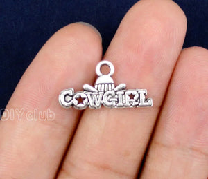 100pcs Tibetan Silver Cowgirl Charms Pendant 22x11mm