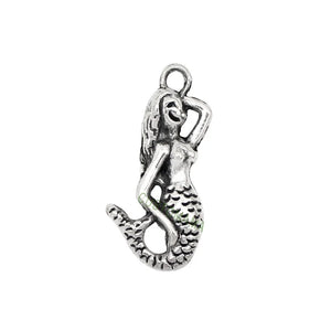 100pcs Tibetan Silver Mermaid Charms Pendant 23x12mm