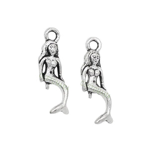 100pcs Tibetan Silver Mini Mermaid Charms Pendant 21x7mm