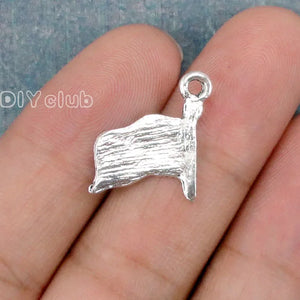 100pcs Tibetan Silver Flag Charms 18x15mm