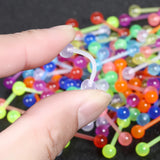 100pcs Luminous Bioflex Nipple Barbell 14G Flexible Tongue Piercing Bar