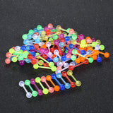 100pcs Luminous Bioflex Nipple Barbell 14G Flexible Tongue Piercing Bar