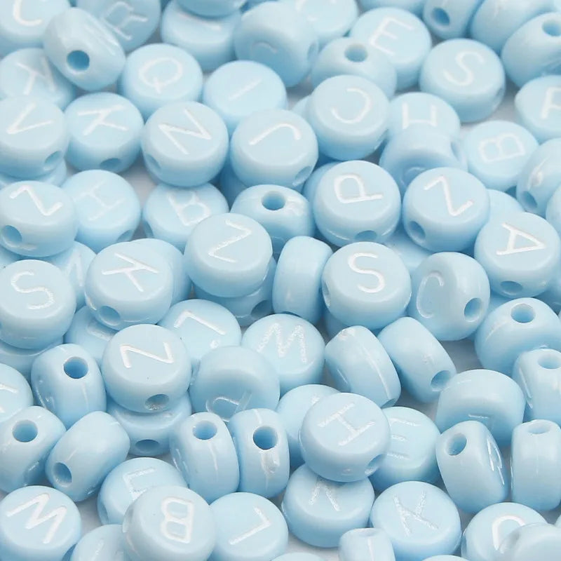 100pcs 4x7mm Candy Colored Alphabet Beads for DIY Jewelry Making