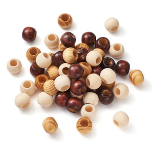 100pcs Big Hole Natural Wood Beads Rondelle Spacer Drum Large Beads for Crafts
