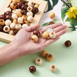 100pcs Big Hole Natural Wood Beads Rondelle Spacer Drum Large Beads for Crafts