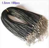 100pcs 2.0mm Leather Cord Jewelry Findings Supplies Necklace Cords DIY Craft