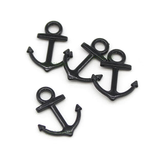100pcs Black Tiny Sailing Nautical Charms Pendant
