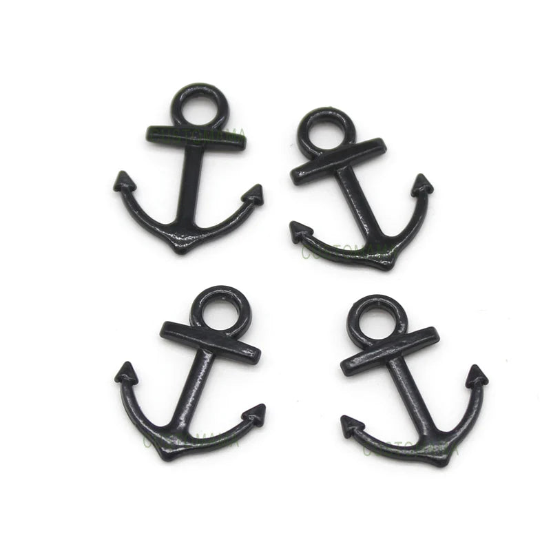 100pcs Black Tiny Sailing Nautical Charms Pendant